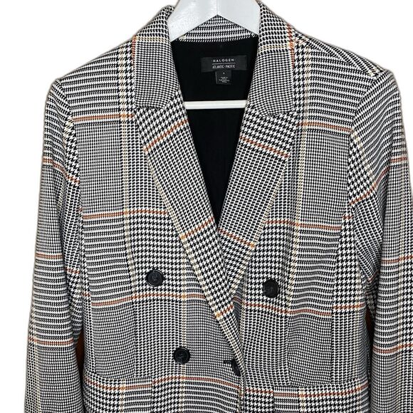 Halogen x Atlantic-Pacific Blazer Jacket Plaid Houndstooth Womens Size S Black - Picture 1 of 8